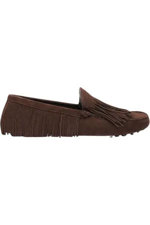 Scarosso Homme, Chaussures, Brun, Taille: 43 EU Mocassins de conduite en daim marron avec franges