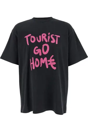 44 Label Group Homme, Tops, Noir, Taille: M Touriste T-shirt noir avec Impression