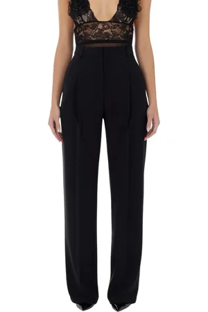 Elisabetta Franchi Femme, Pantalons, Noir, Taille: 40 FR Pantalon Palazzo Noir avec Détails Raffinés