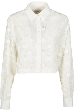 Msgm Femme, Blouses et Chemises, Blanc, Taille: 38 FR Chemise Crop Blanche avec Style