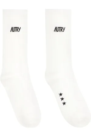 Autry Unisex, Sous-vêtements, Blanc, Taille: M Chaussettes en mélange de coton avec logo contrastant