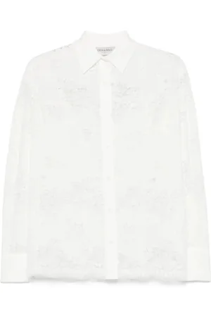ERMANNO SCERVINO Femme, Blouses et Chemises, Blanc, Taille: 38 FR Chemise en Dentelle à Manches Longues