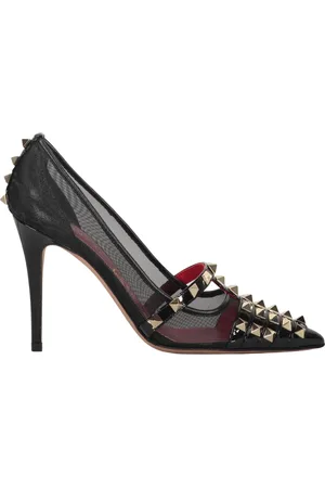 VALENTINO GARAVANI Femme, Chaussures, Noir, Taille: 34 1/2 EU Studded Mesh Pointy-Toe Escarpins