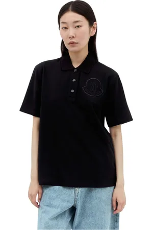 Moncler Femme, Tops, Noir, Taille: 38 FR Polo avec Écusson Logo