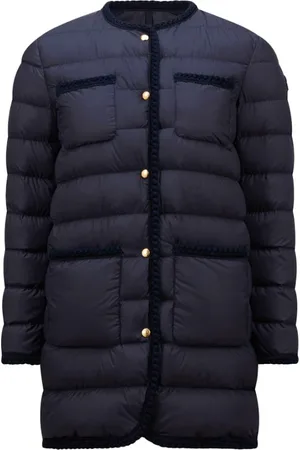 Moncler Femme, Vestes, Bleu, Taille: 42 FR Longue Doudoune Marine Moderne et Élégante