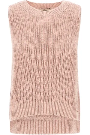HERNO Femme, Pulls, Rose, Taille: 38 FR Veste sans manches rose avec bordures côtelées