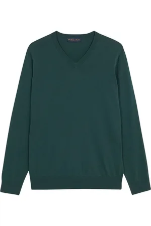 Brooks Brothers Homme, Pulls, Vert, Taille: XL Pull V-Neck en Coton Vert
