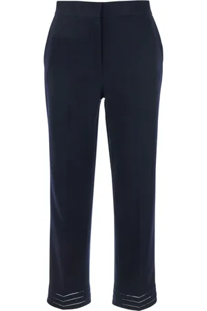 Twin-Set Femme, Pantalons, Bleu, Taille: 42 FR Pantalon bleu avec logo et détail en tissu