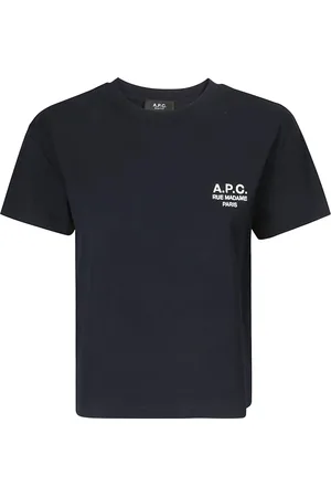 A.P.C. Femme, Tops, Bleu, Taille: 38 FR T-Shirt Coupe Carrée Logo Brodé