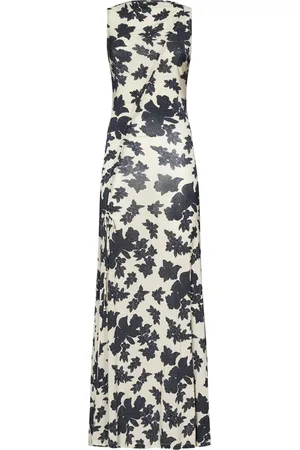 ULLA JOHNSON Femme, Robes, , Taille: 42 FR Robe Longue Crème Imprimé Noir