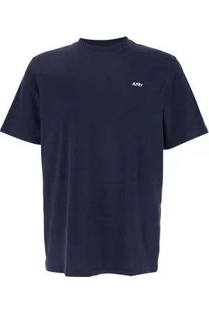 Autry Homme, Tops, Bleu, Taille: XL T-shirt Bleu avec Logo Brodé sur le Devant