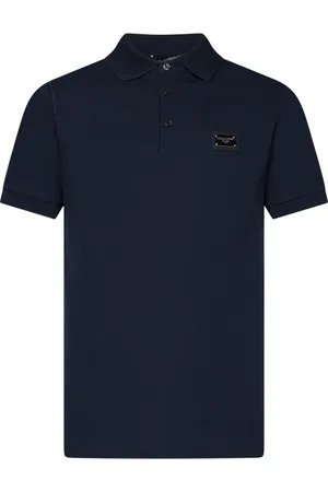 Dolce & Gabbana Homme, Tops, Bleu, Taille: XL Polo Bleu avec Broderie Logo