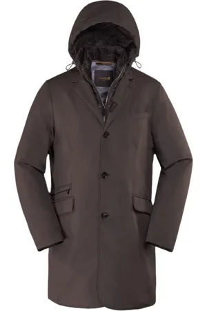 MOORER Homme, Vestes, Brun, Taille: L Manteau de voyage imperméable avec manches et capuche amovibles