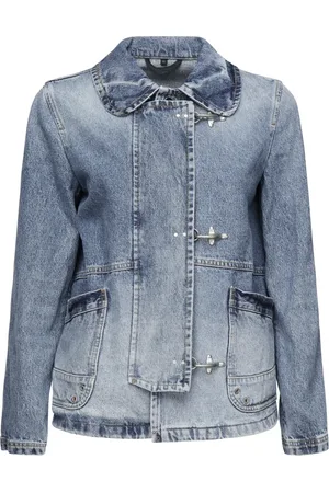 FAY Femme, Vestes, Bleu, Taille: 38 FR Manteau en Coton Bleu avec Poches