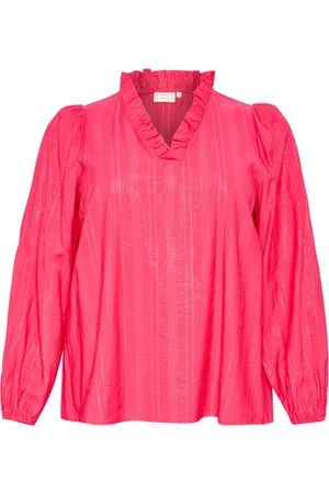 Kaffe Femme, Blouses et Chemises, Rose, Taille: 52 FR Chemisier féminin à col en V framboise