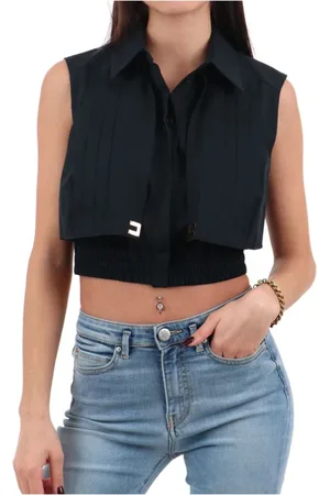 Elisabetta Franchi Femme, Blouses et Chemises, Noir, Taille: 36 FR Chemise Noire en Coton avec Détails en Or