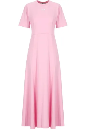Msgm Femme, Robes, Rose, Taille: 38 FR Robe Rose en Coton avec Logo