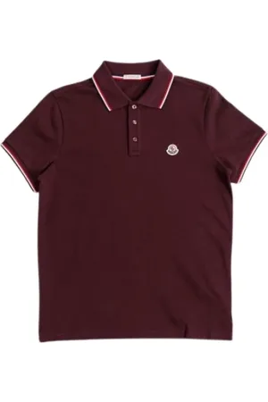 Moncler Homme, Tops, Rouge, Taille: S Polo Bordeaux avec Détails Tricolores