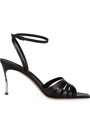 Casadei Femme, Chaussures, Noir, Taille: 39 1/2 EU Sandales en Cuir avec Bout Carré et Boucle