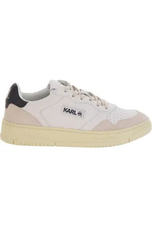 Karl Lagerfeld Femme, Chaussures, Multicolore, Taille: 37 EU Baskets Basses en Cuir Blanc à Lacets