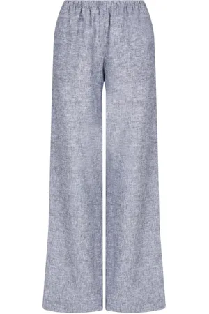 Armani Exchange Femme, Pantalons, Gris, Taille: 40 FR Pantalon large en lin et coton