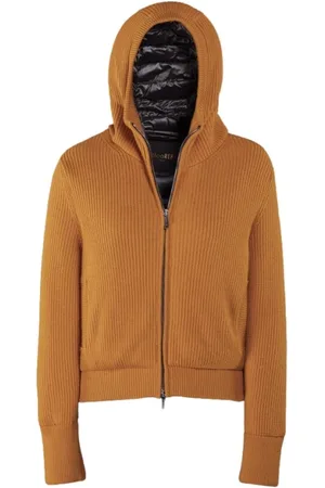 MOORER Femme, Pulls, , Taille: 42 FR Veste bomber à capuche tricotée