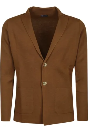 FILIPPO DE LAURENTIIS Homme, Pulls, Brun, Taille: L Veste Revers en Laine Mérinos Marron