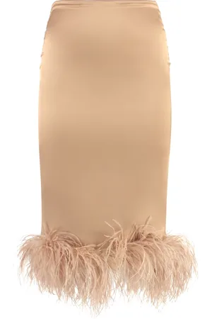 GIUSEPPE DI MORABITO Femme, Jupes, , Taille: 36 FR Jupe en satin à ourlet en plumes