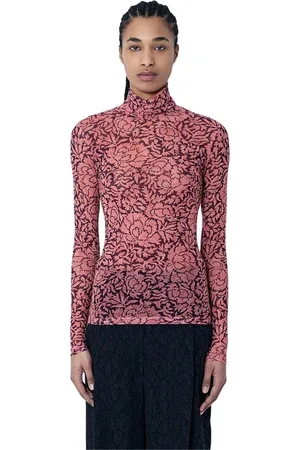 DRIES VAN NOTEN Femme, Tops, Rose, Taille: 40 FR Haut en Maille Imprimé Floral