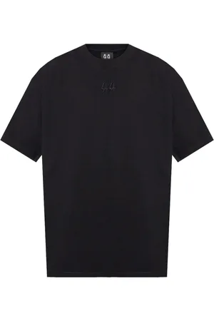 44 Label Group Homme, Tops, Blanc, Taille: M T-shirt ras du cou avec logo brodé