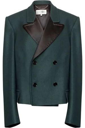 Maison Margiela Femme, Vestes, Vert, Taille: 42 FR Manteau croisé en laine mélangée vert