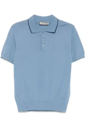 CANALI Homme, Tops, Bleu, Taille: L Polo Bleu Clair à Manches Courtes