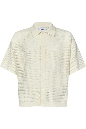 BONSAI Homme, Chemises, Blanc, Taille: L Chemise Blanche en Tricot pour Homme