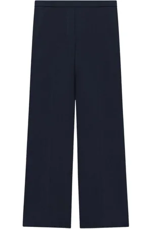 THEORY Femme, Pantalons, Bleu, Taille: 42 FR Pantalon Large Jambe Crepe