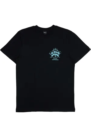 Deus Ex Machina Homme, Tops, Noir, Taille: XL Tee-shirt à Imprimé Poitrine Bleu Clair