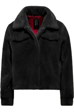 Bomboogie Femme, Vestes, Noir, Taille: 42 FR Veste à Col en Eco-Fourrure Douce