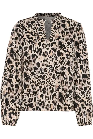 Part Two Femme, Blouses et Chemises, , Taille: 34 FR Chemisier à manches longues imprimé léopard neutre