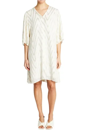 Bruuns Bazaar Femme, Robes, Gris, Taille: 44 FR Robe métallique à col en V