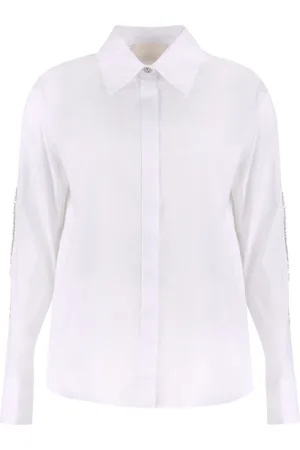 GENNY Femme, Blouses et Chemises, Blanc, Taille: 38 FR Chemise en Popeline Brodée
