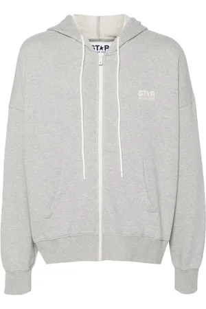 Golden Goose Homme, Sweatshirts et sweats à capuche, Gris, Taille: M Sweat à Capuche Gris Molleton Mélange Zippé