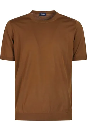 DRUMOHR Homme, Tops, Brun, Taille: L T-shirt Décontracté en Coton