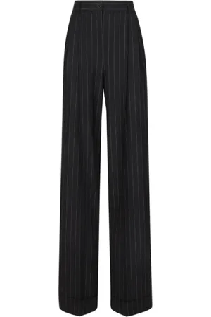 Dolce & Gabbana Femme, Pantalons, Noir, Taille: 36 FR Pantalon Noir à Rayures en Laine