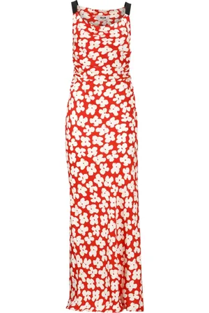 Msgm Femme, Robes, Rouge, Taille: 40 FR Robe Rouge Florale en Viscose pour Femmes