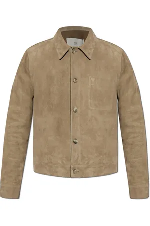 Ami Homme, Vestes, , Taille: S Veste en daim avec logo en relief