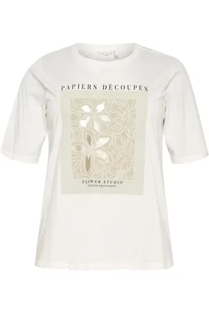 Kaffe Femme, Tops, Blanc, Taille: 38 FR Tee Oversize avec Impression Intelligente
