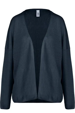 Bomboogie Femme, Pulls, Bleu, Taille: 42 FR Long-sleeve linen cardigan