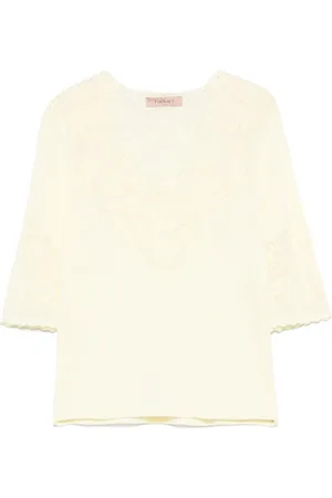 Twin-Set Femme, Pulls, Jaune, Taille: 42 FR Ensemble Pull Col en V Jaune