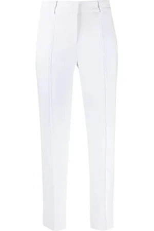 Michael Kors Femme, Pantalons, Blanc, Taille: 44 FR Pantalon Blanc Ajusté Coupe Courte Casual