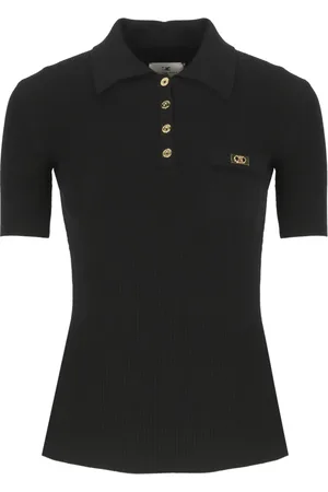 Elisabetta Franchi Femme, Tops, Noir, Taille: 40 FR Pull Noir avec Boutons Logo