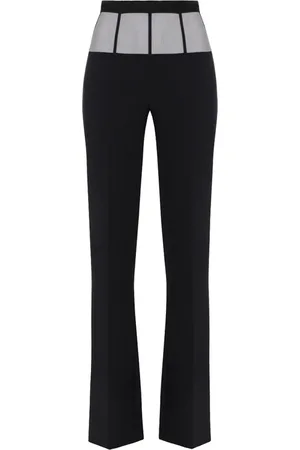 Elisabetta Franchi Femme, Pantalons, Noir, Taille: 44 FR Pantalon Évasé en Crêpe Noir